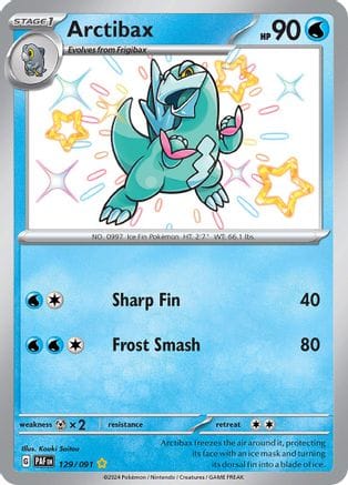 'Pokemon - 'Arctibax 129/091  - Holofoil SV Paldean Fates - Shiny Rare