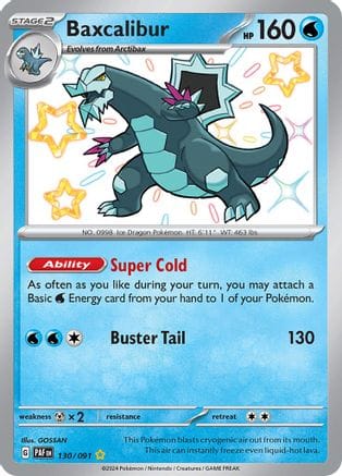 'Pokemon - 'Baxcalibur 130/091  - Holofoil SV Paldean Fates - Shiny Rare