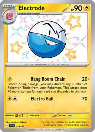 'Pokemon - 'Electrode 134/091  - Holofoil SV Paldean Fates - Shiny Rare