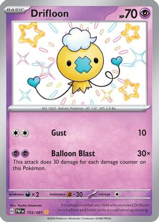 'Pokemon - 'Drifloon 155/091  - Holofoil SV Paldean Fates - Shiny Rare