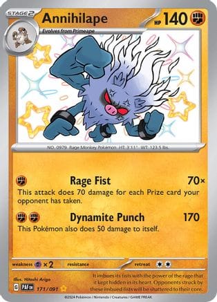 'Pokemon - 'Annihilape 171/091  - Holofoil SV Paldean Fates - Shiny Rare