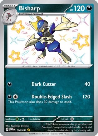 'Pokemon - 'Bisharp 186/091  - Holofoil SV Paldean Fates - Shiny Rare