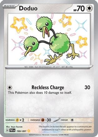 'Pokemon - 'Doduo 199/091  - Holofoil SV Paldean Fates - Shiny Rare