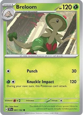 'Pokemon - 'Breloom 007/162  - Reverse Holofoil SV05 Temporal Forces - Common