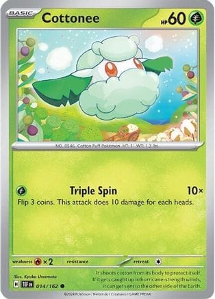 'Pokemon - 'Cottonee 014/162  - Reverse Holofoil SV05 Temporal Forces - Common