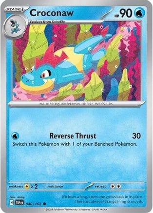 'Pokemon - 'Croconaw 040/162  - Reverse Holofoil SV05 Temporal Forces - Common