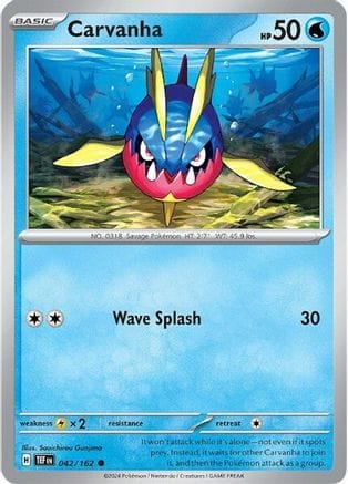 'Pokemon - 'Carvanha 042/162  - Reverse Holofoil SV05 Temporal Forces - Common
