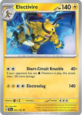'Pokemon - 'Electivire 054/162  - Reverse Holofoil SV05 Temporal Forces - Uncommon