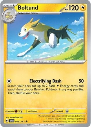 'Pokemon - 'Boltund 059/162  - Reverse Holofoil SV05 Temporal Forces - Uncommon