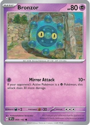 'Pokemon - 'Bronzor 068/162  - Reverse Holofoil SV05 Temporal Forces - Common