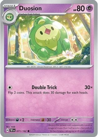 'Pokemon - 'Duosion 071/162  - Reverse Holofoil SV05 Temporal Forces - Common