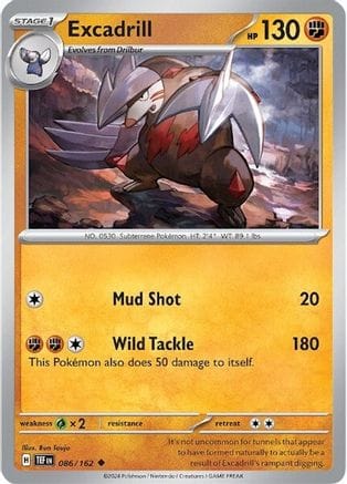 'Pokemon - 'Excadrill 086/162  SV05 Temporal Forces - Uncommon