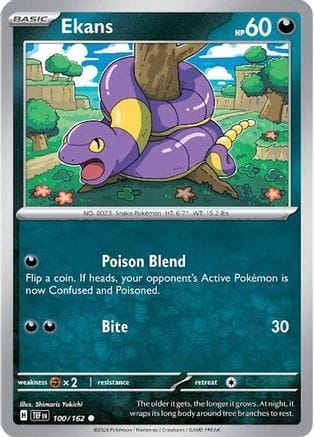 'Pokemon - 'Ekans 100/162  - Reverse Holofoil SV05 Temporal Forces - Common