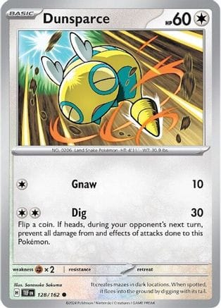 'Pokemon - 'Dunsparce 128/162  - Reverse Holofoil SV05 Temporal Forces - Common