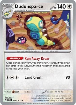 'Pokemon - 'Dudunsparce 129/162  - Holofoil SV05 Temporal Forces - Rare