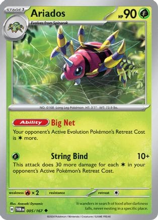 'Pokemon - 'Ariados 005/167  - Reverse Holofoil SV06 Twilight Masquerade - Uncommon