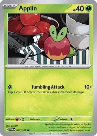 'Pokemon - 'Applin 017/167  - Reverse Holofoil SV06 Twilight Masquerade - Common