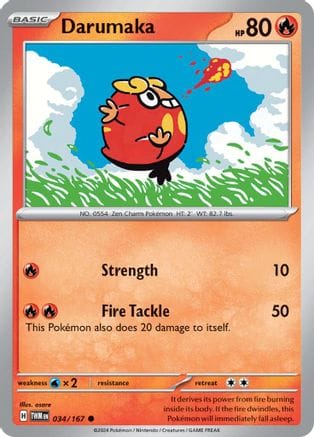 'Pokemon - 'Darumaka 034/167  - Reverse Holofoil SV06 Twilight Masquerade - Common