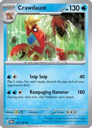'Pokemon - 'Crawdaunt 048/167  - Reverse Holofoil SV06 Twilight Masquerade - Common