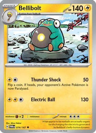 'Pokemon - 'Bellibolt 074/167  SV06 Twilight Masquerade - Uncommon