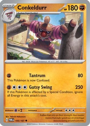 'Pokemon - 'Conkeldurr 105/167  - Reverse Holofoil SV06 Twilight Masquerade - Uncommon