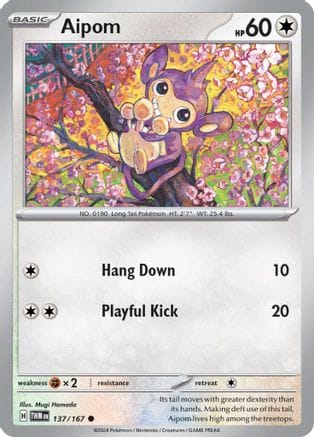 'Pokemon - 'Aipom 137/167  SV06 Twilight Masquerade - Common