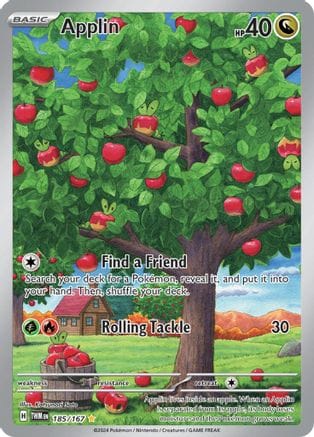 'Pokemon - 'Applin 185/167  - Holofoil SV06 Twilight Masquerade - Illustration Rare