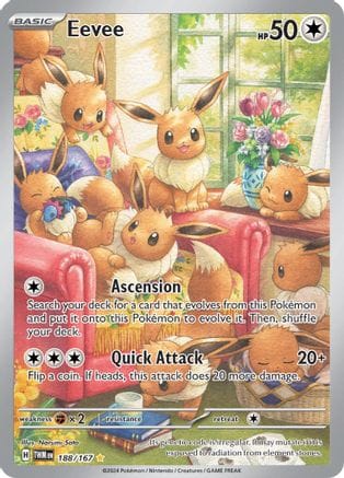 'Pokemon - 'Eevee 188/167  - Holofoil SV06 Twilight Masquerade - Illustration Rare