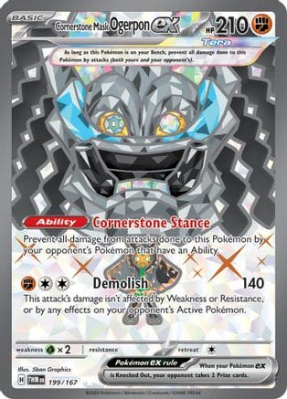 'Pokemon - 'Cornerstone Mask Ogerpon ex 199/167  - Holofoil SV06 Twilight Masquerade - Ultra Rare
