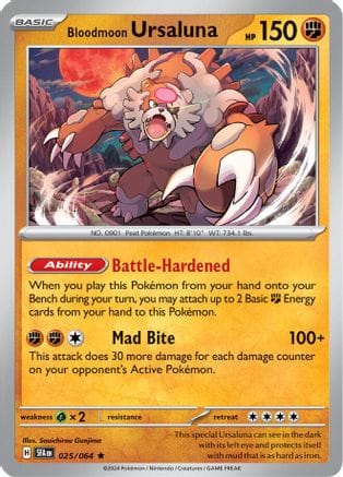'Pokemon - 'Bloodmoon Ursaluna 025/064  - Holofoil SV Shrouded Fable - Rare