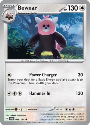 'Pokemon - 'Bewear 053/064  - Reverse Holofoil SV Shrouded Fable - Common