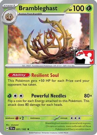 'Pokemon - 'Brambleghast 021/162  Prize Pack Series Cards - Rare