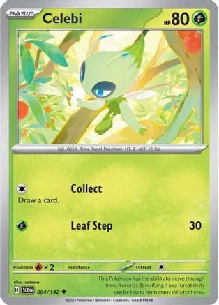 'Pokemon - 'Celebi 004/142  - Reverse Holofoil SV07 Stellar Crown - Uncommon