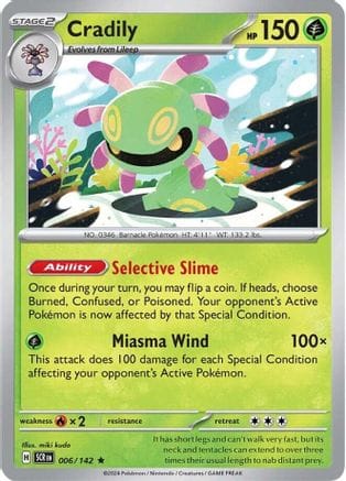 'Pokemon - 'Cradily 006/142  - Reverse Holofoil SV07 Stellar Crown - Rare