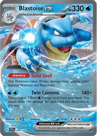 'Pokemon - 'Blastoise ex 030/142  - Holofoil SV07 Stellar Crown - Double Rare