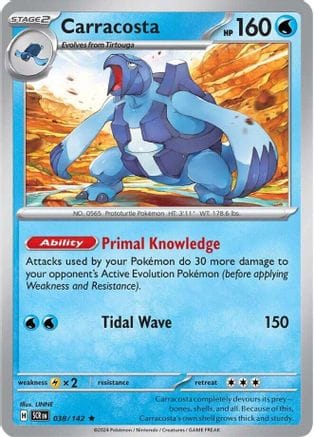'Pokemon - 'Carracosta 038/142  - Reverse Holofoil SV07 Stellar Crown - Rare