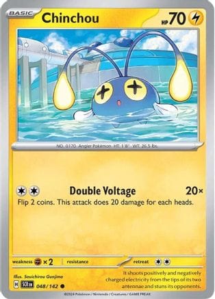 'Pokemon - 'Chinchou 048/142  SV07 Stellar Crown - Common