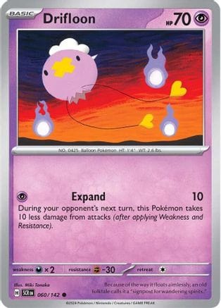 'Pokemon - 'Drifloon 060/142  - Reverse Holofoil SV07 Stellar Crown - Common
