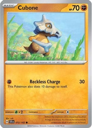 'Pokemon - 'Cubone 072/142  SV07 Stellar Crown - Common