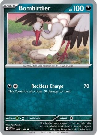 'Pokemon - 'Bombirdier 097/142  - Reverse Holofoil SV07 Stellar Crown - Common