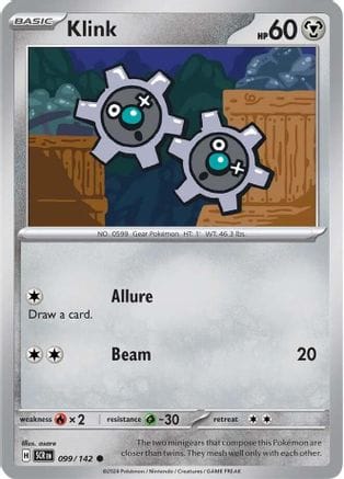 'Pokemon - 'Klink 099/142  - Reverse Holofoil SV07 Stellar Crown - Common