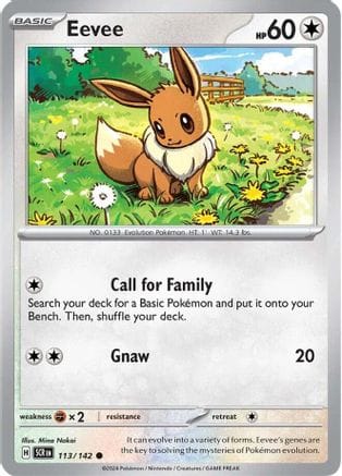 'Pokemon - 'Eevee 113/142  SV07 Stellar Crown - Common