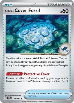 'Pokemon - 'Antique Cover Fossil 129/142  - Reverse Holofoil SV07 Stellar Crown - Common