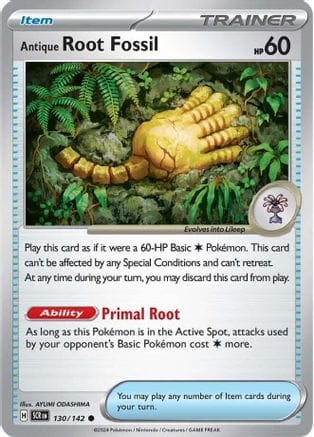 'Pokemon - 'Antique Root Fossil 130/142  - Reverse Holofoil SV07 Stellar Crown - Common