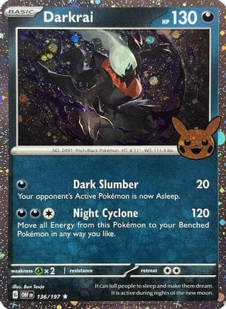 'Pokemon - 'Darkrai (Cosmos Holo) 136/197  - Holofoil Trick or Trade BOOster Bundle 2024 - Holo Rare