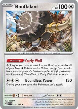'Pokemon - 'Bouffalant 119/142  Deck Exclusives - Rare