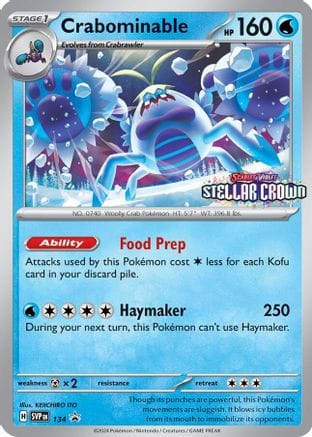 'Pokemon - 'Crabominable 134/142  - Holofoil SV Scarlet & Violet Promo Cards - Promo