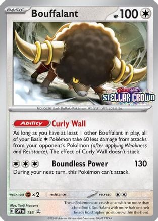 'Pokemon - 'Bouffalant 136  - Holofoil SV Scarlet & Violet Promo Cards - Promo