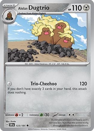 'Pokemon - 'Alolan Dugtrio 123/191  SV08 Surging Sparks - Uncommon