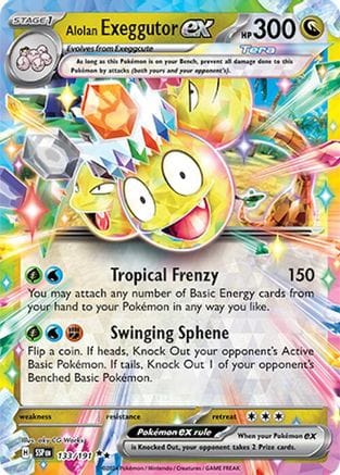 'Pokemon - 'Alolan Exeggutor ex 133/191  - Holofoil SV08 Surging Sparks - Double Rare